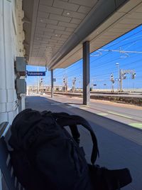 Empty rail in near coast against clear sky