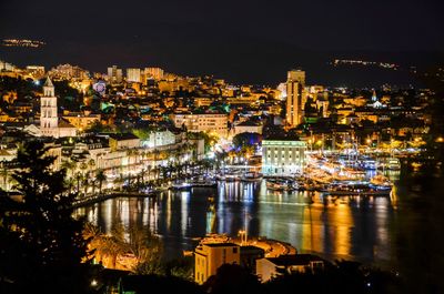 Illuminated city at night