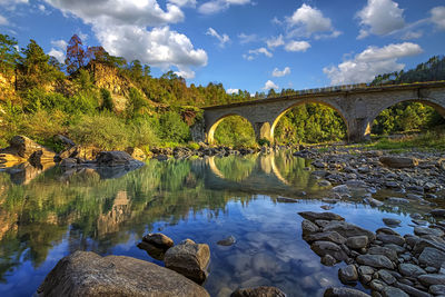 Bridge over river against sky