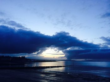 Scenic view of sea against cloudy sky