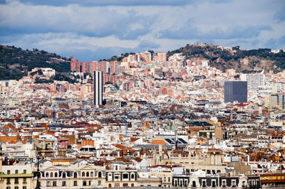 High angle view of townscape against sky