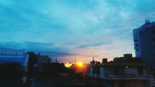 Buildings at sunset