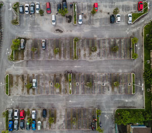 High angle view of cars on street