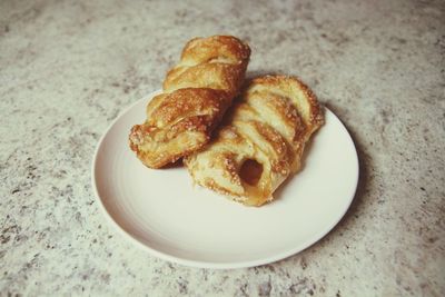 High angle view of breakfast on table