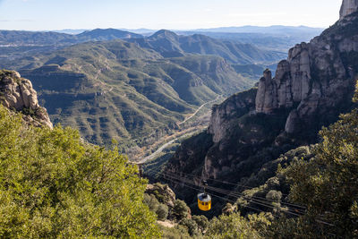 Aerial view of overhead cable car against landscape
