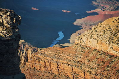 High angle view of rocks in water