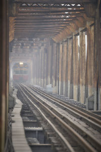 Railroad tracks in tunnel