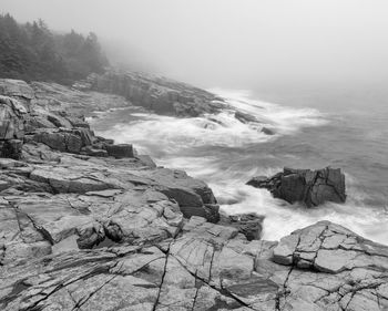 Scenic view of rocks against clear sky