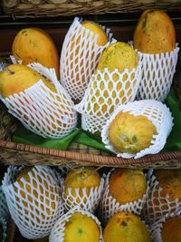 High angle view of fruits for sale in market