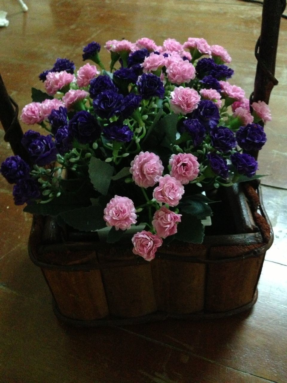 flower, freshness, fragility, petal, vase, plant, potted plant, beauty in nature, growth, flower head, bunch of flowers, high angle view, indoors, nature, bouquet, table, purple, flower pot, flower arrangement, close-up