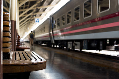 Train at railroad station platform