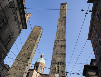 Low angle view of buildings against clear sky