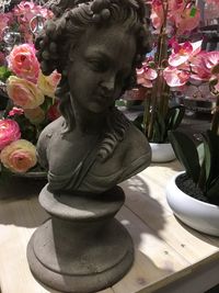 Close-up of flower vase on table