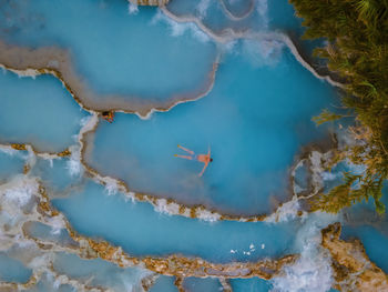 High angle view of fish swimming in sea