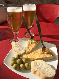 Close-up of serving food in plate on table