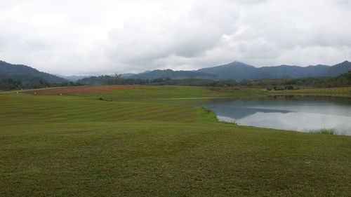 Scenic view of lake against sky