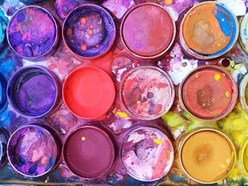 High angle view of multi colored objects