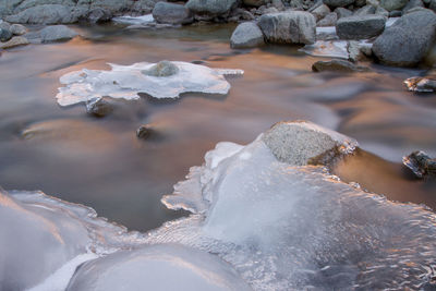 Close-up of frozen lake
