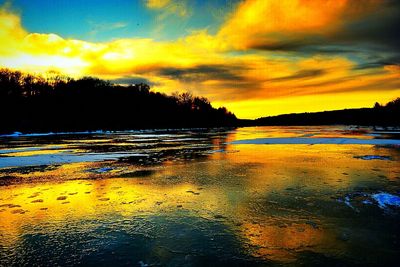 Scenic view of sea at sunset