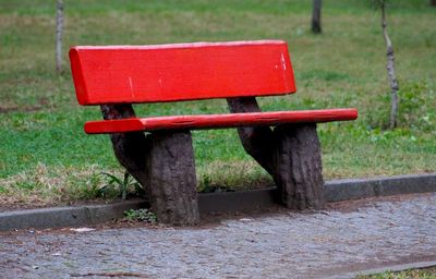 Empty bench in park