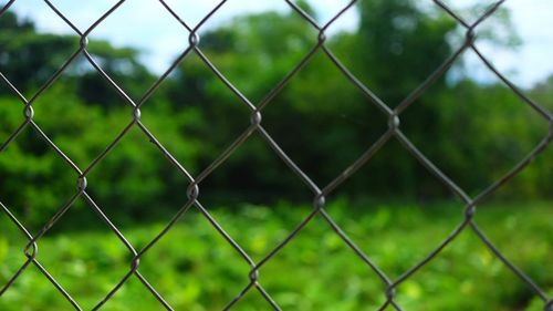 Full frame shot of chainlink fence on field