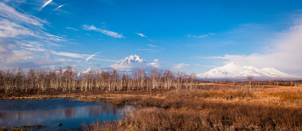 Scenic view of lake against sky