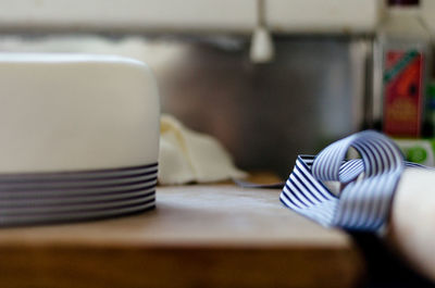 Close-up of cake on table at home