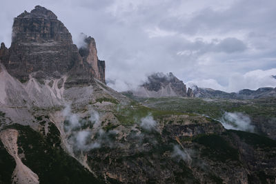 Scenic view of mountains against sky. tre cime di lavaredo, dolomites, south tyrol