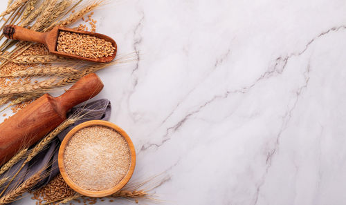 High angle view of bread on table