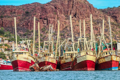 View of sailboats in sea