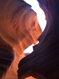 Low angle view of rock formation in antelope canyon