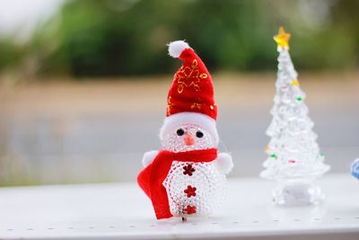 Close-up of christmas tree in snow