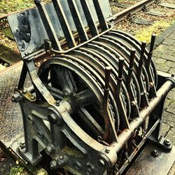 Close-up of rusty wheel