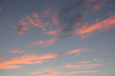 Low angle view of sky at sunset