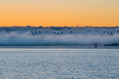 Scenic view of sea against sky during sunset