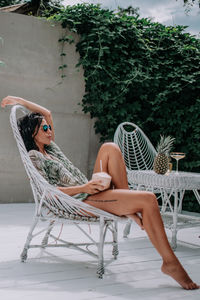 Woman sitting on chair