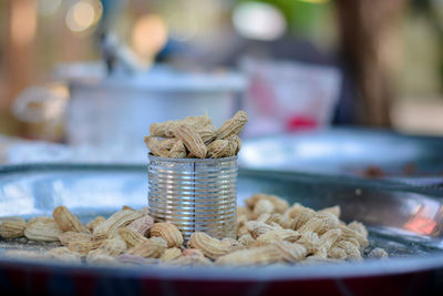 Close-up of food on table