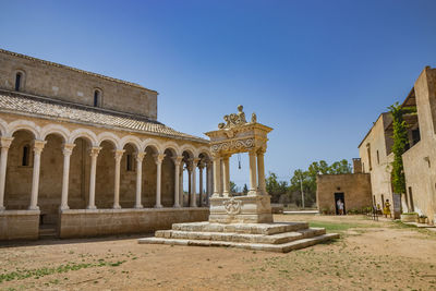 View of historical building against clear blue sky