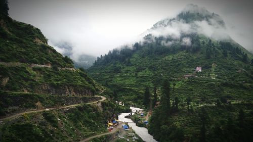 High angle view of mountain road