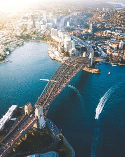 Aerial view of city and sea