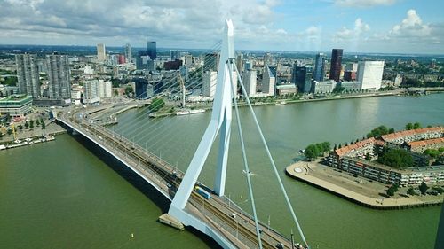 High angle view of suspension bridge