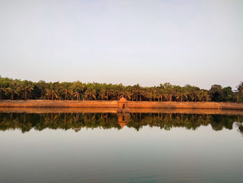 Scenic view of lake against clear sky