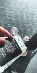 High angle view of person holding umbrella