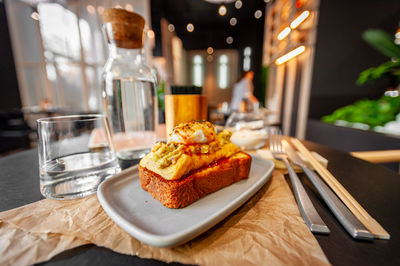 Close-up of food on table