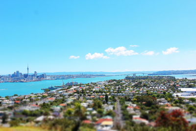 Scenic view of sea against blue sky