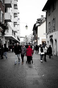 People walking on city street