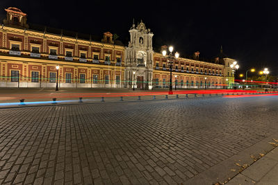 Palace of san telmo photographed at night with long time exposure