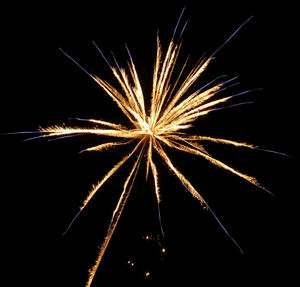 Low angle view of firework display at night