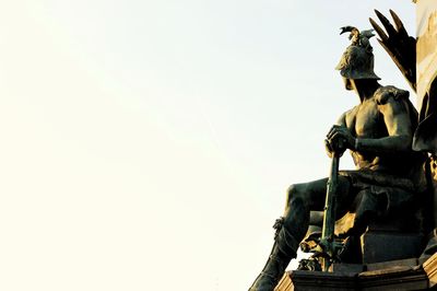 Low angle view of statue against clear sky