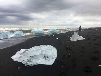 Scenic view of frozen sea against sky